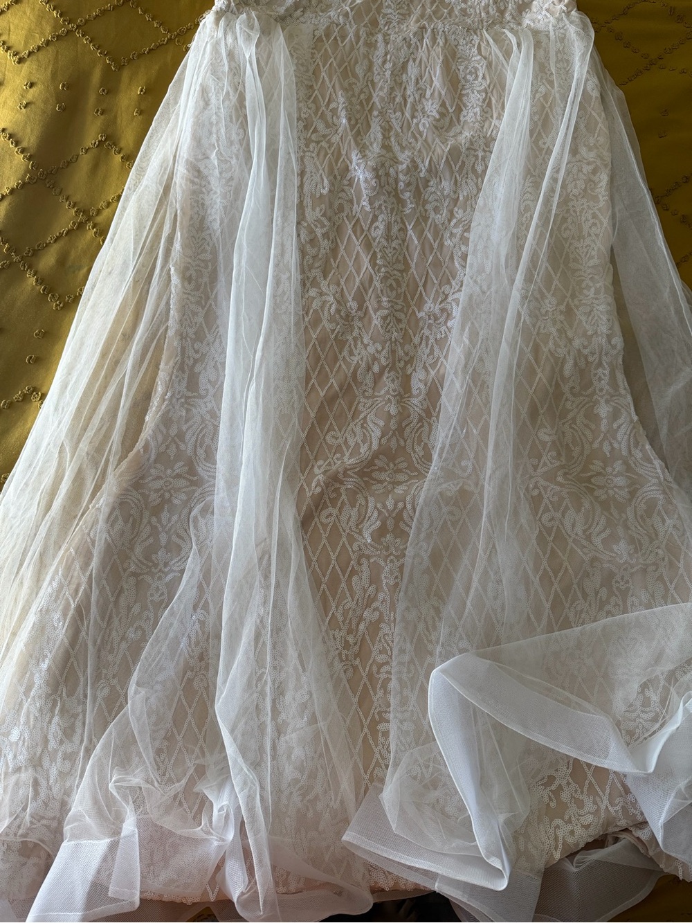 Elegant White Lace Overlay Maxi Dress